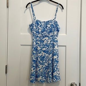 Missguided blue and white porcelain skater/milkmaid dress